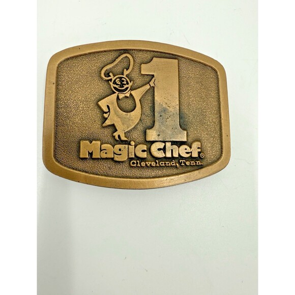 RARE Vintage Magic Chef Collectible Chef Mascot Brass Belt Buckle Cleveland TN - Picture 3 of 10